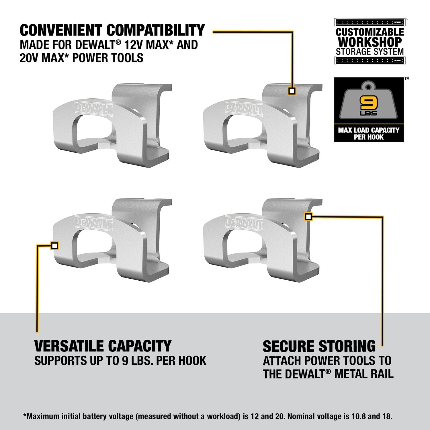 DEWALT DWST82818-4pc Cordless Power Tool Hang Hook Set