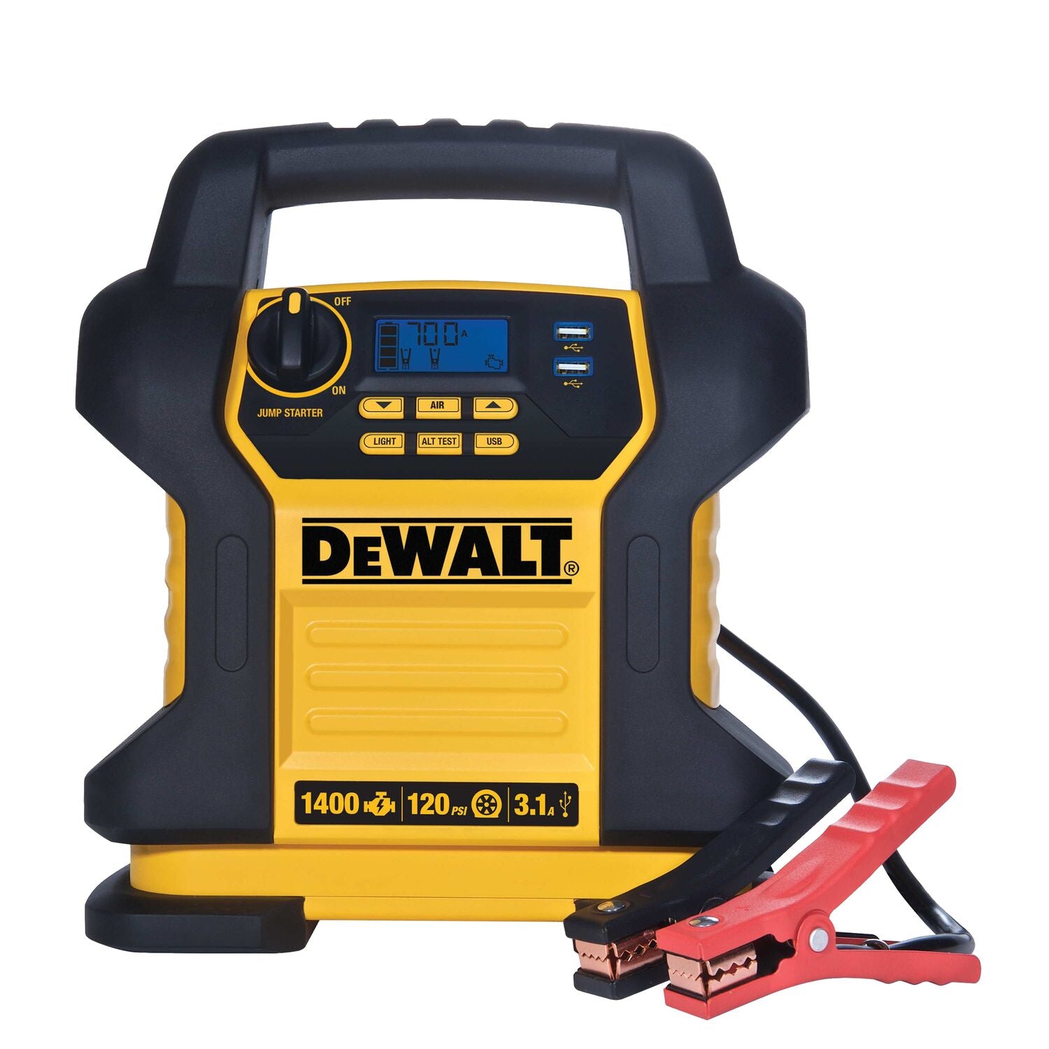 DEWALT DXAEJ14-CA – Starthilfegerät mit 1600 Ampere Spitzenleistung, digitalem Kompressor und USB-Powerbank 