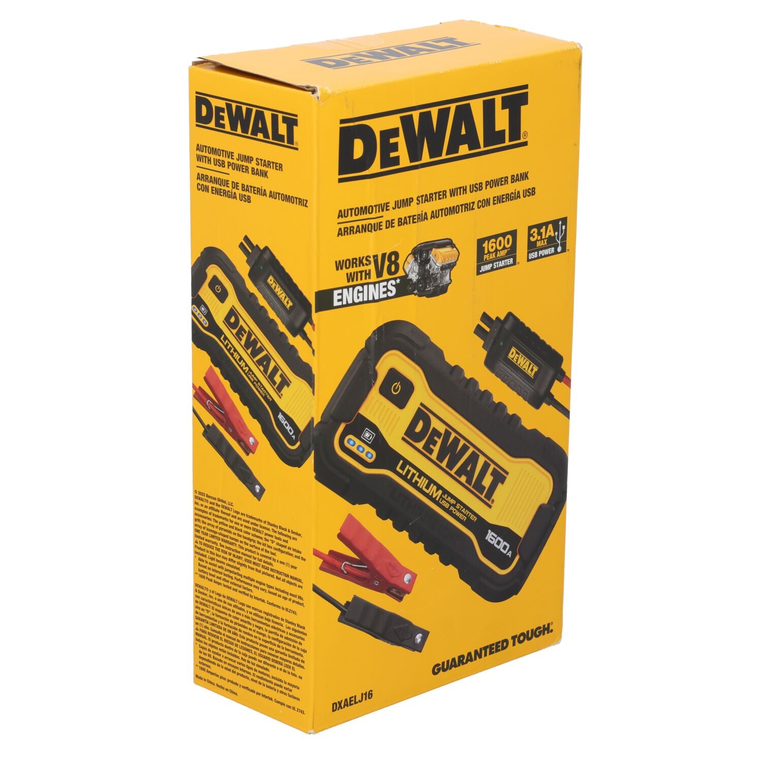 DEWALT DXAELJ16-CA - Démarreur de secours au lithium 1 600 ampères de crête avec batterie externe USB 