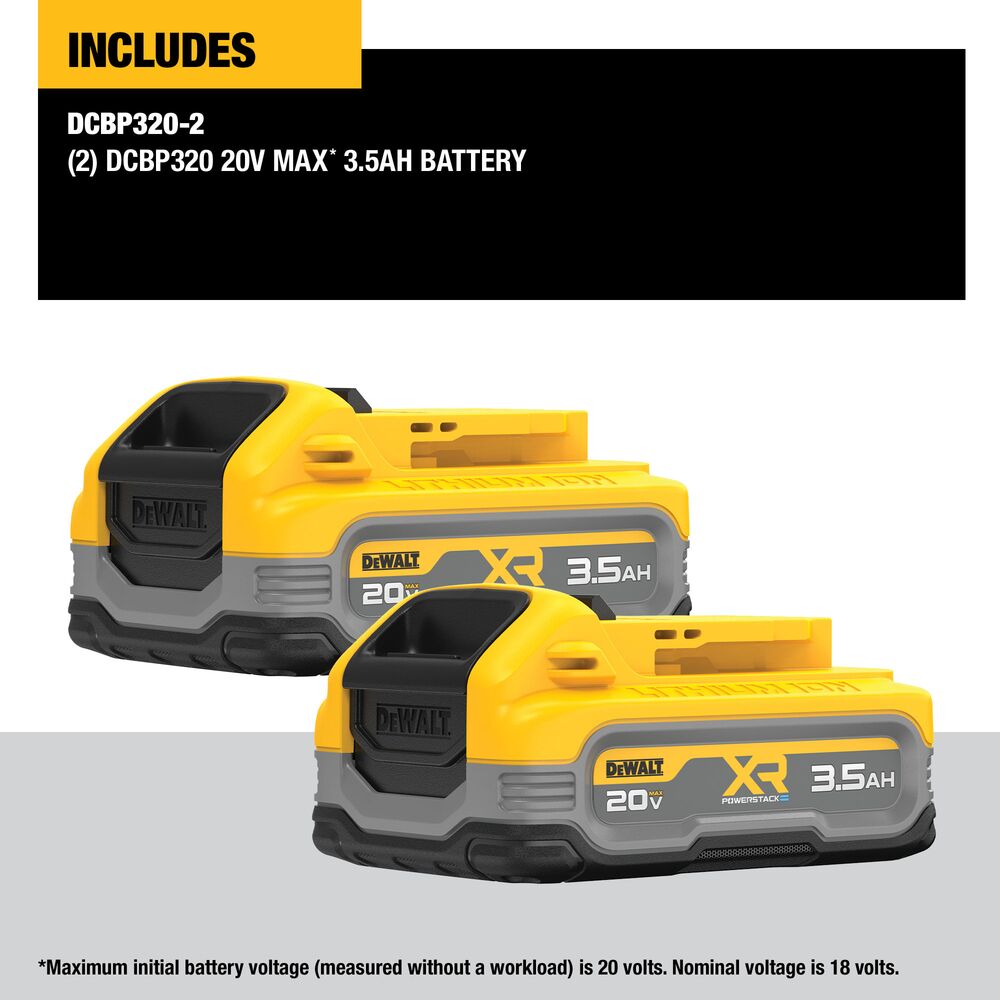 DEWALT DCBP320-2 20V MAX* XR® POWERSTACK™ 3.5Ah Battery (2 Pk)