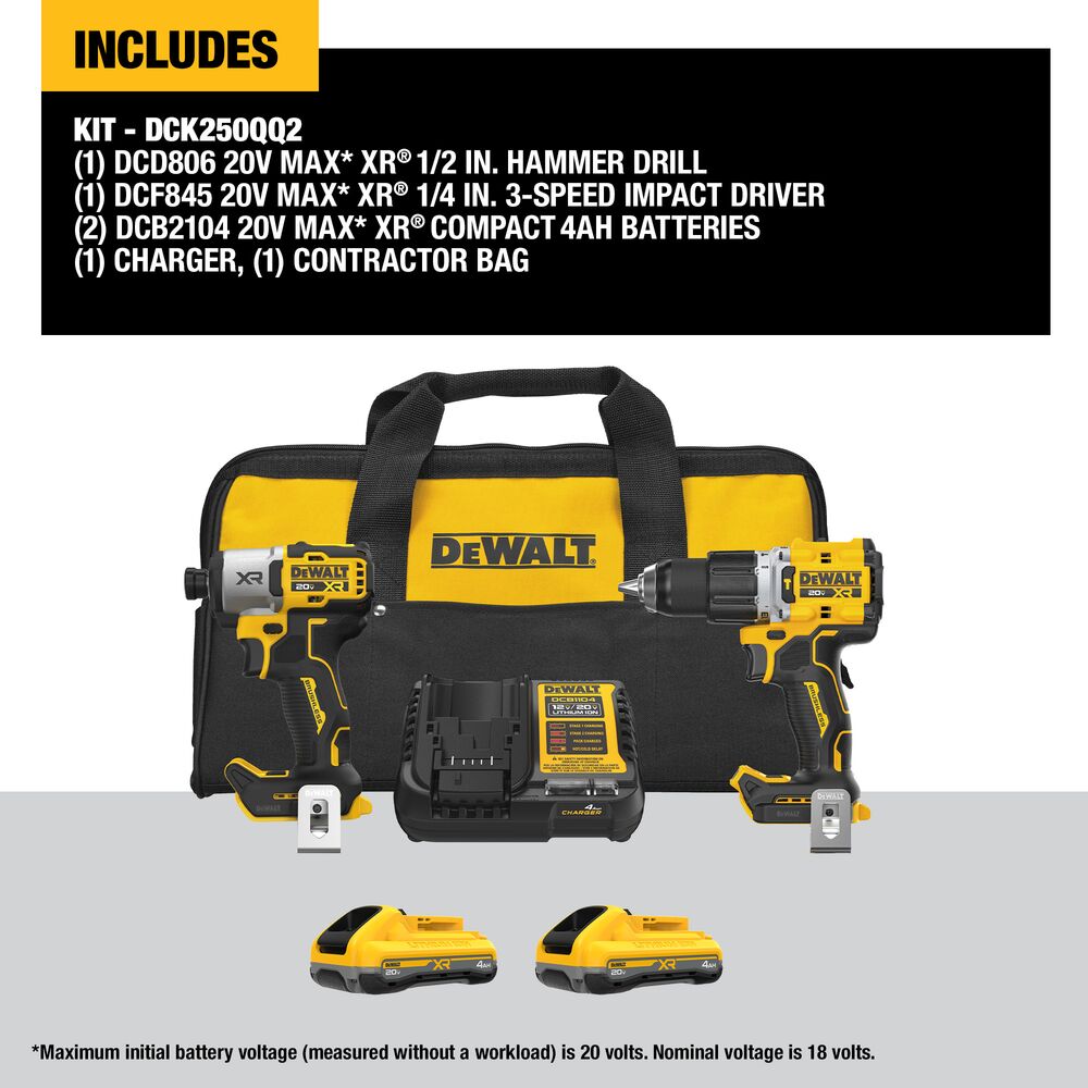 DEWALT DCK250QQ2 - 20V MAX 2-Tool Combo Kit