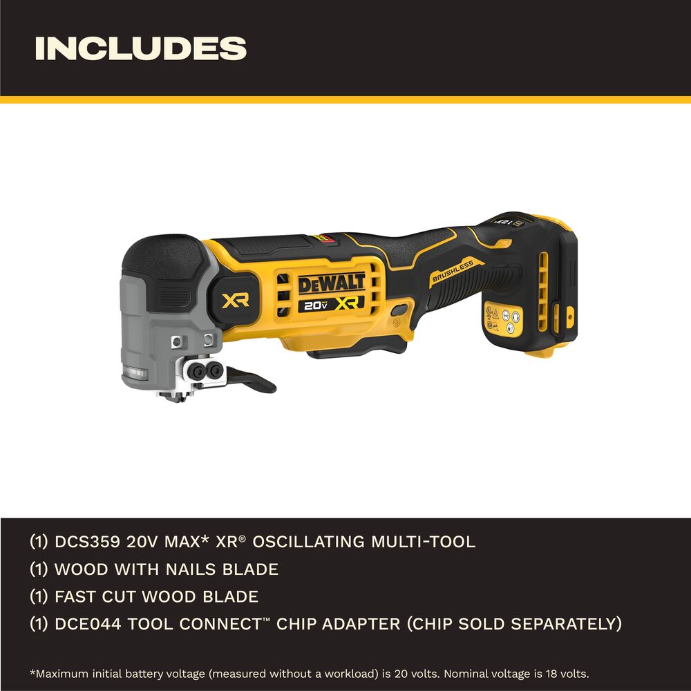 DEWALT DCS359B - 20V MAX* XR® Brushless Cordless Oscillating Multi-Tool (Tool Only)