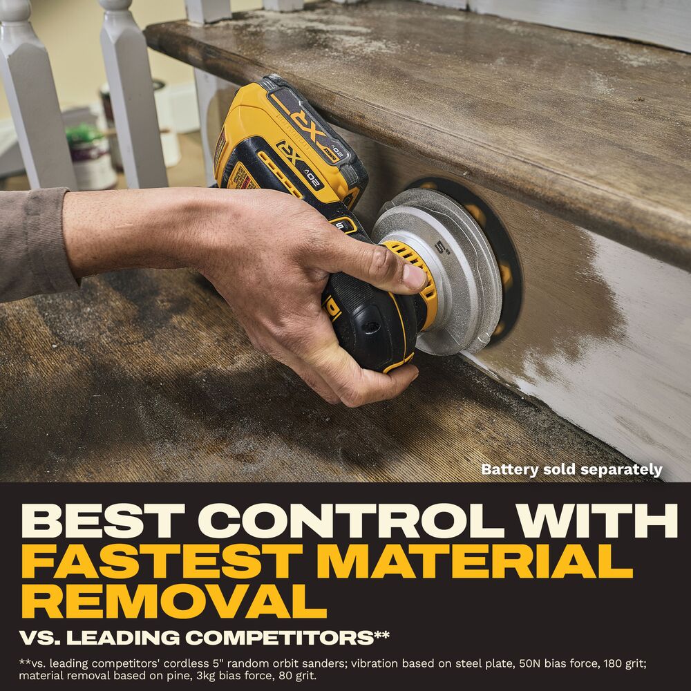 DEWALT DCW211B 20V MAX* XR® 5 in. Brushless Cordless Variable-Speed Random Orbit Sander (Tool Only)