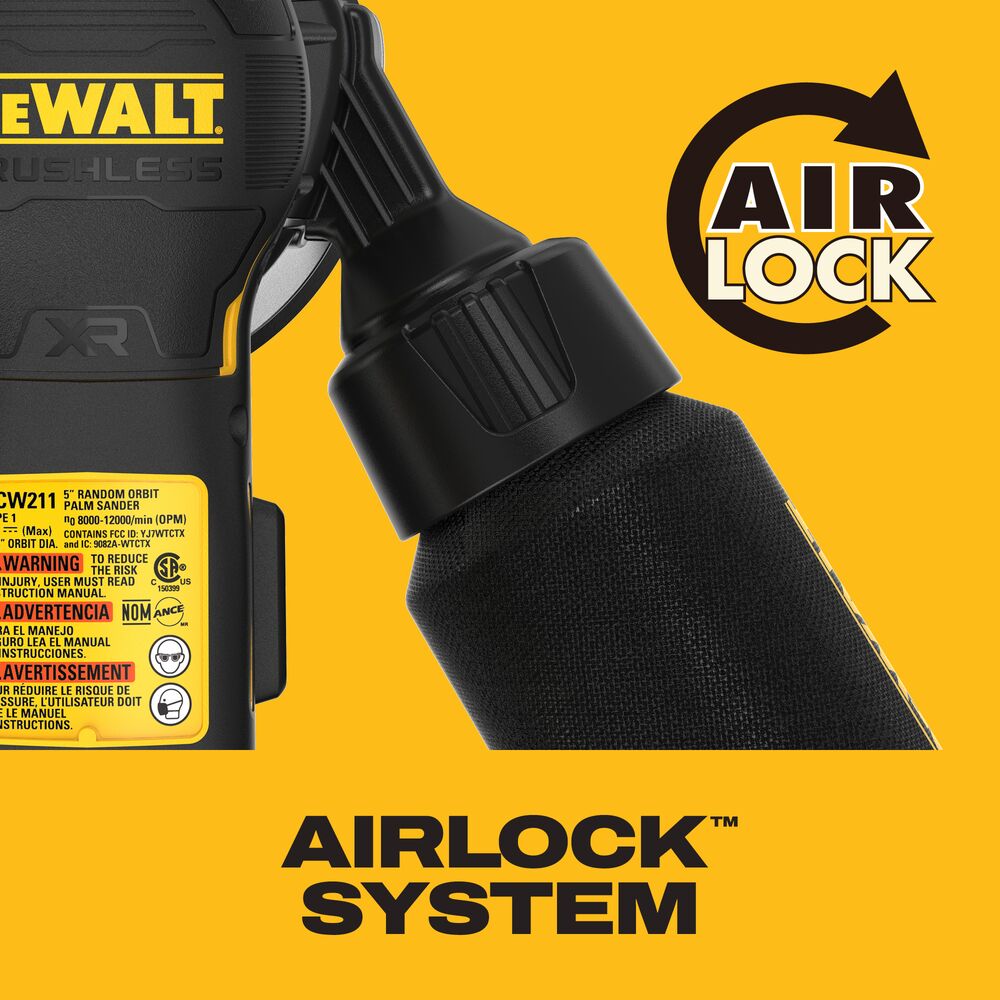 DEWALT DCW211B 20V MAX* XR® 5 in. Brushless Cordless Variable-Speed Random Orbit Sander (Tool Only)