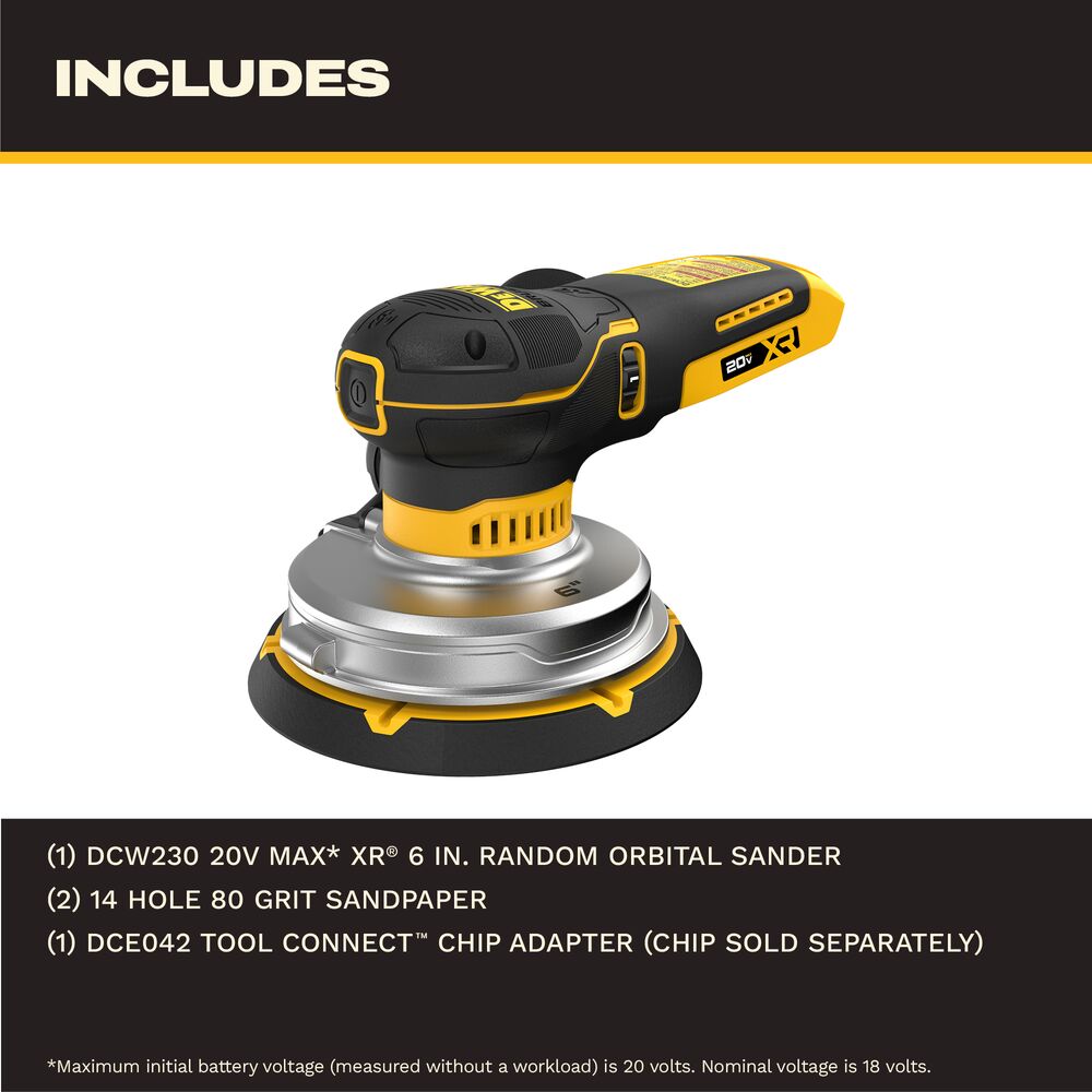 DEWALT DCW230B 20V MAX* XR® Brushless 6 in. Random Orbital Sander (Tool Only)