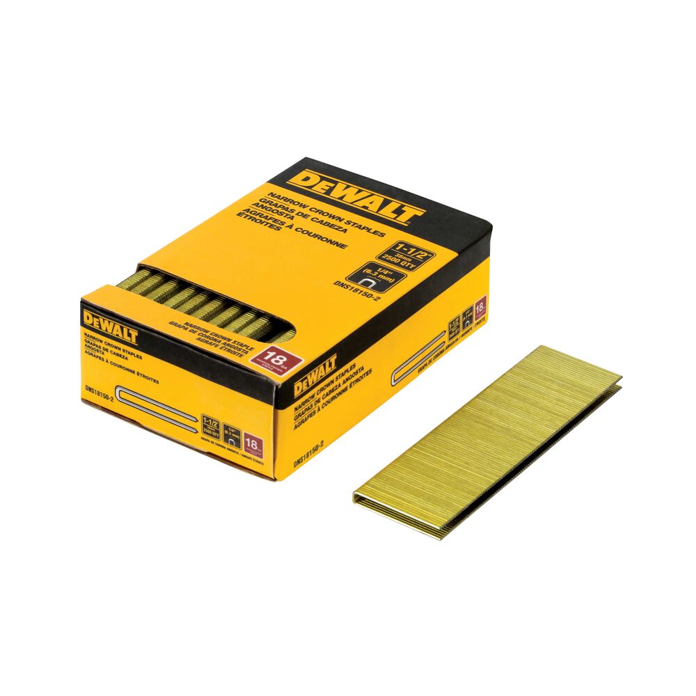 DEWALT DNS18150-2 - DEWALT 18 Gauge 1/4" Crown 1-1/2" Staples 2,500 Quantity