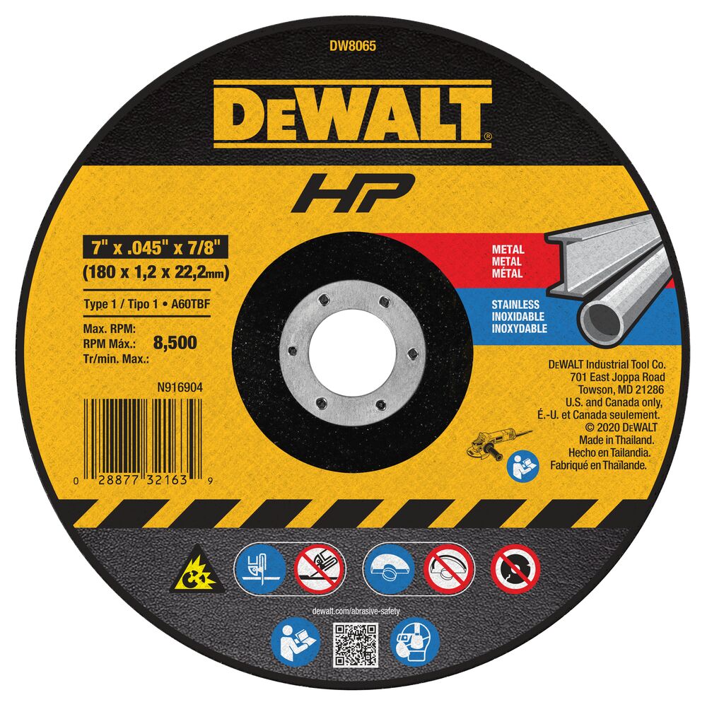 DEWALT DW8065 - DEWALT 7 X .045 X 7/8 T1 Hp Thin Cut