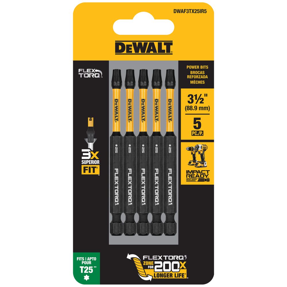 DEWALT DWAF3TX25IR5 - DEWALT 3.5In Torx T25 Flextorq 5Pk