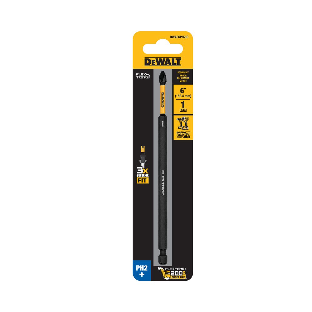 DEWALT DWAF6PH2IR - Clé à douille Phillips n° 2 Flextorq 15 cm, paquet de 1