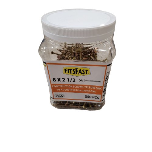 FITSFAST CONSTRUCTION SCREWS #8X2-1/2", JAR 350, YELLOW - Wise Line Tools