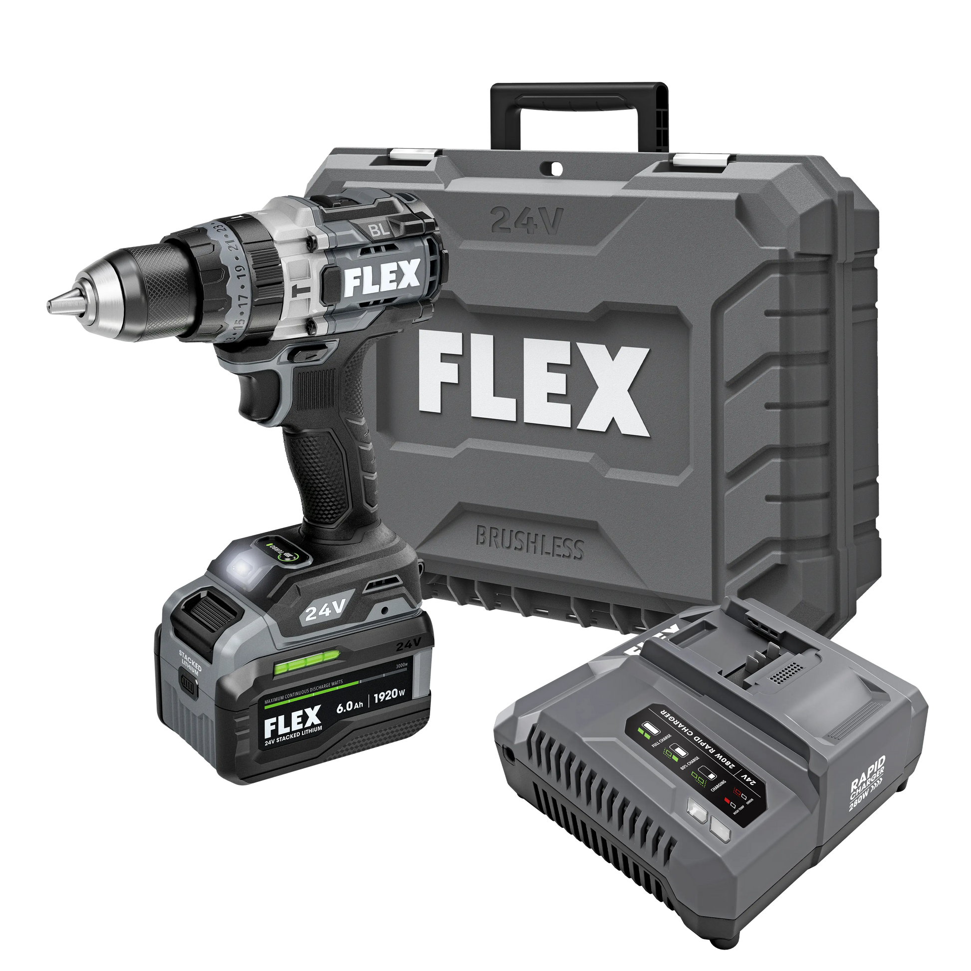 FLEX FX1271T-1H - 1/2" 2-SPEED HAMMER DRILL WITH TURBO MODE STACKED LITHIUM KIT - Wise Line Tools