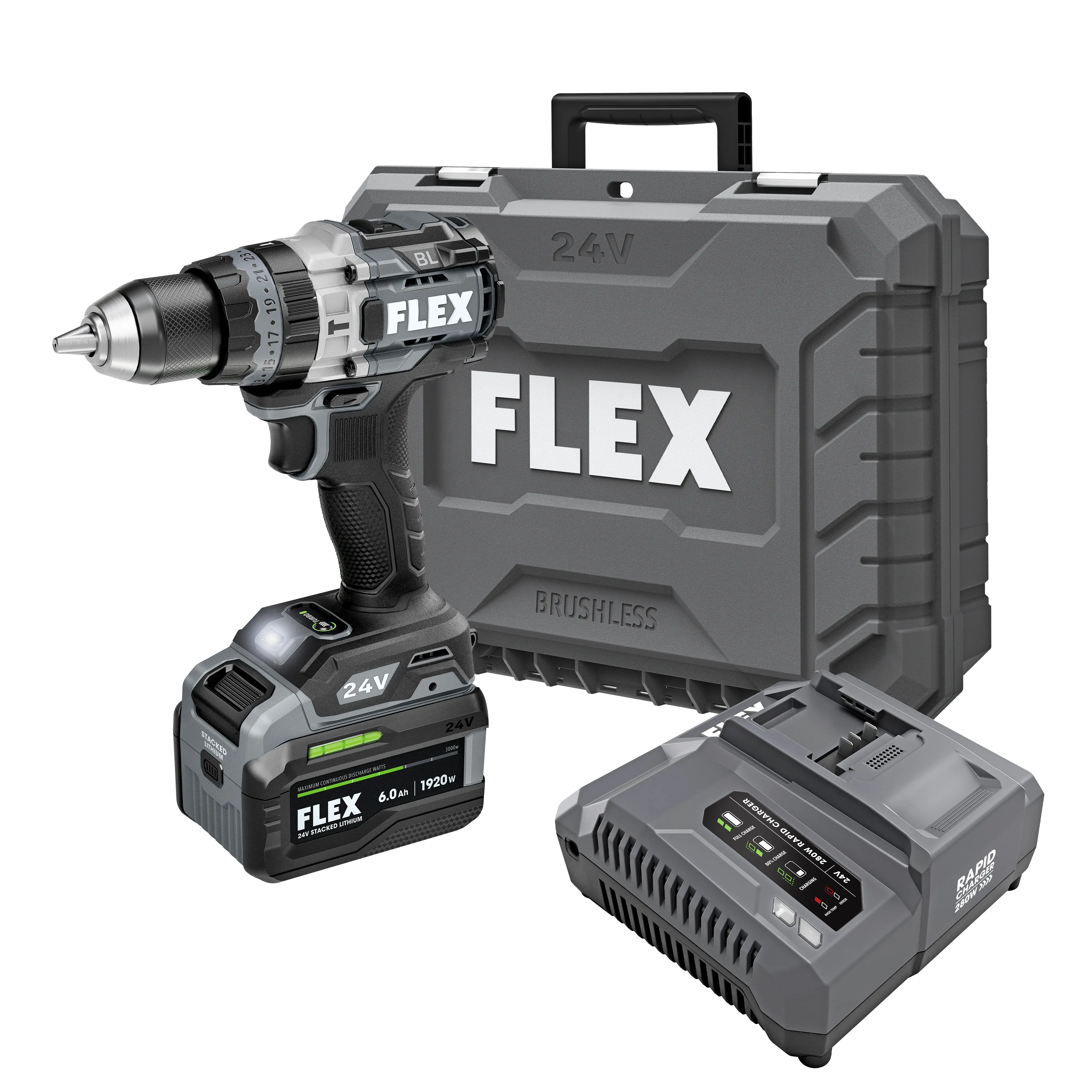 FLEX FX1271T-1H - 1/2" 2-SPEED HAMMER DRILL WITH TURBO MODE STACKED LITHIUM KIT - Wise Line Tools