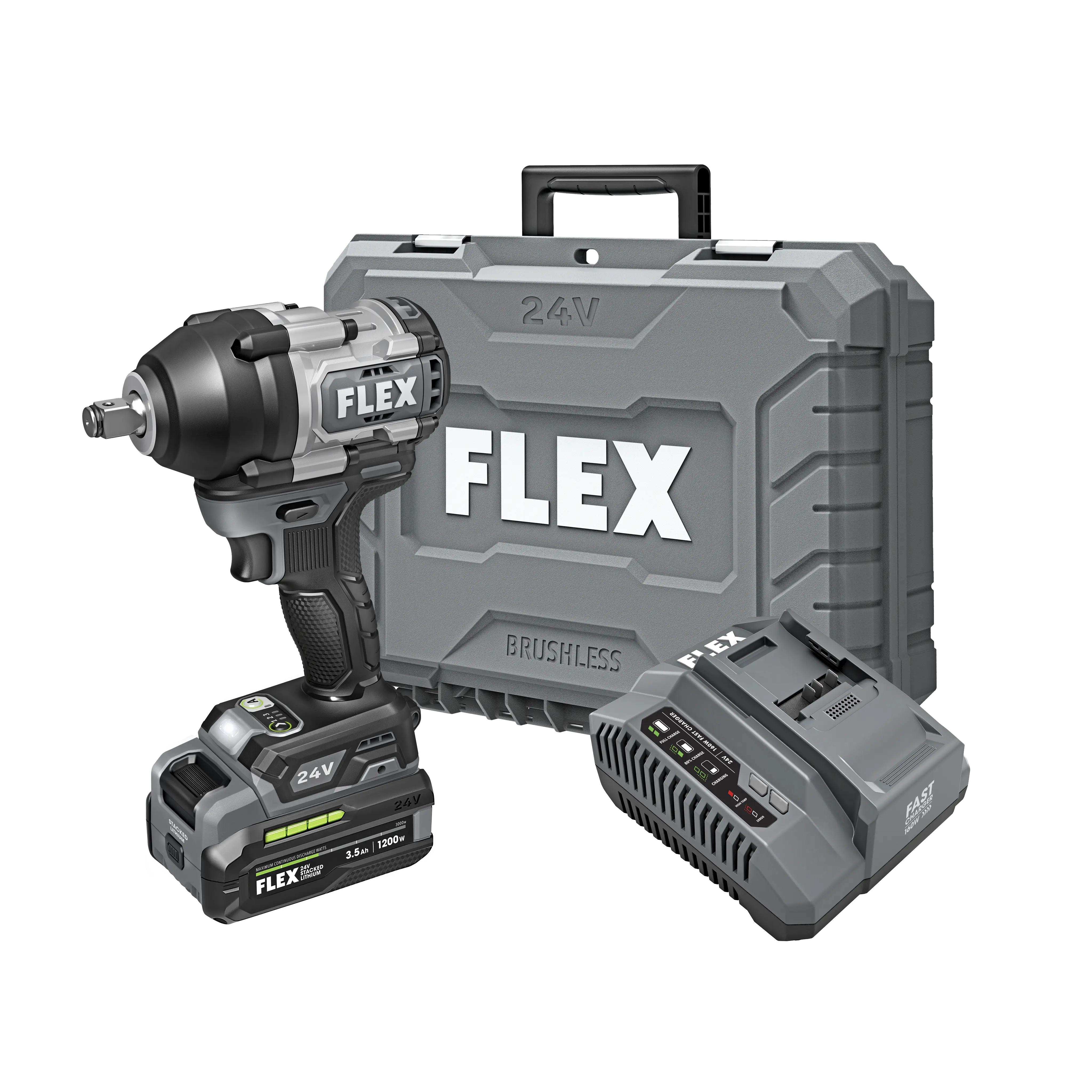 FLEX FX1451-1F - 1/2” MID-TORQUE IMPACT WRENCH STACKED LITHIUM KIT FLEX