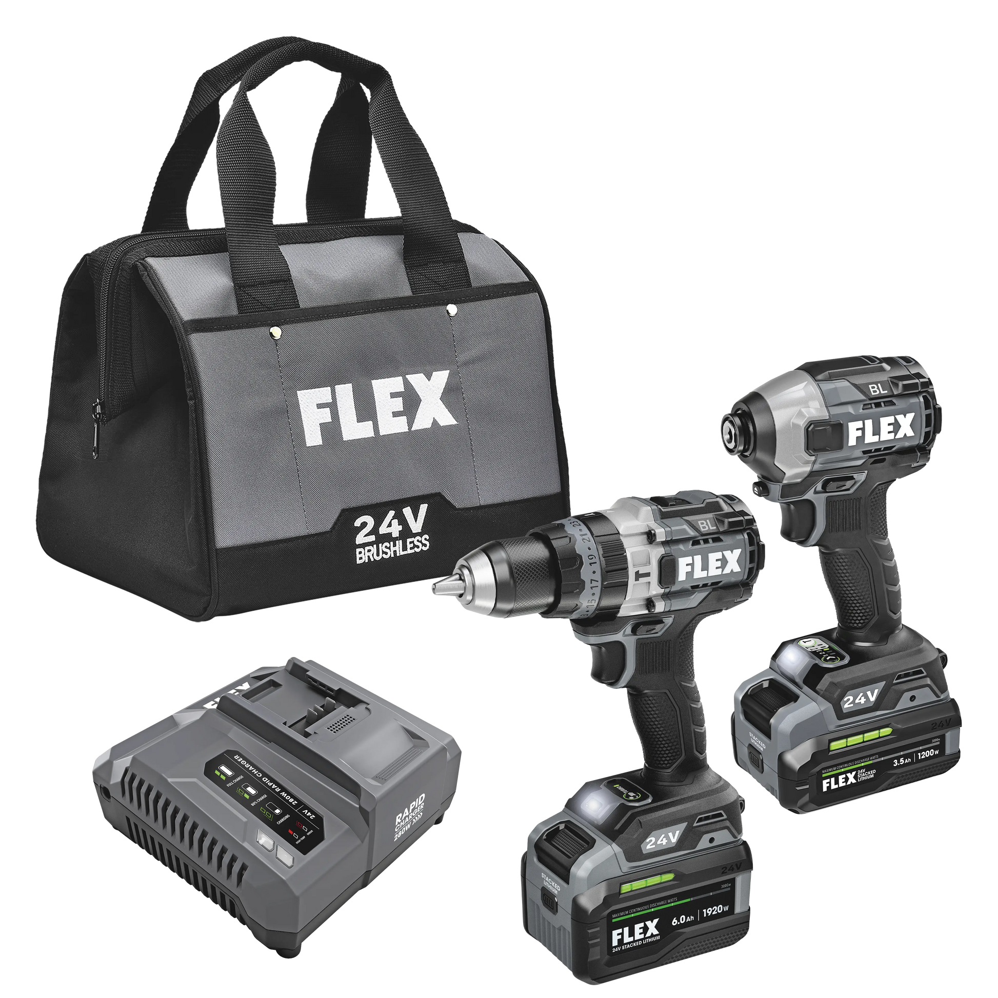 FLEX FXM202-2G - HAMMER DRILL WITH TURBO MODE AND QUICK EJECT IMPACT DRIVER STACKED LITHIUM KIT - Wise Line Tools