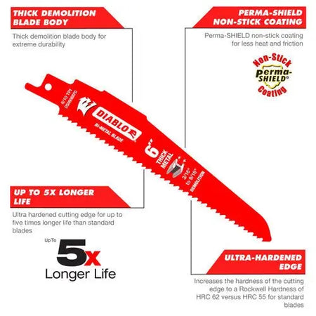 FREUD DS0908BFD-  9 in. Bi-Metal Recip Blade for Thick Metal/Demolition - Wise Line Tools