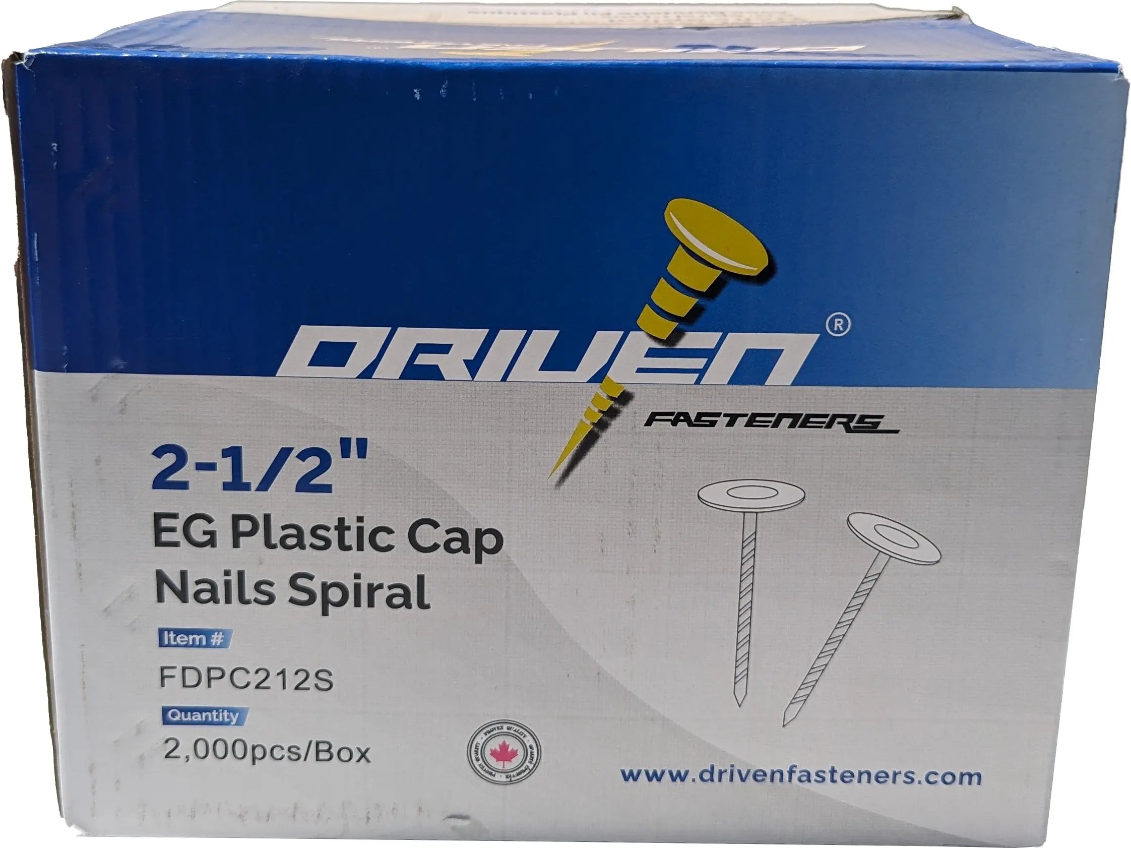 Five Dimensions - 2 1/2"Plastic cap nails Electro Galv.Ring shank FIVE DIMENSIONS