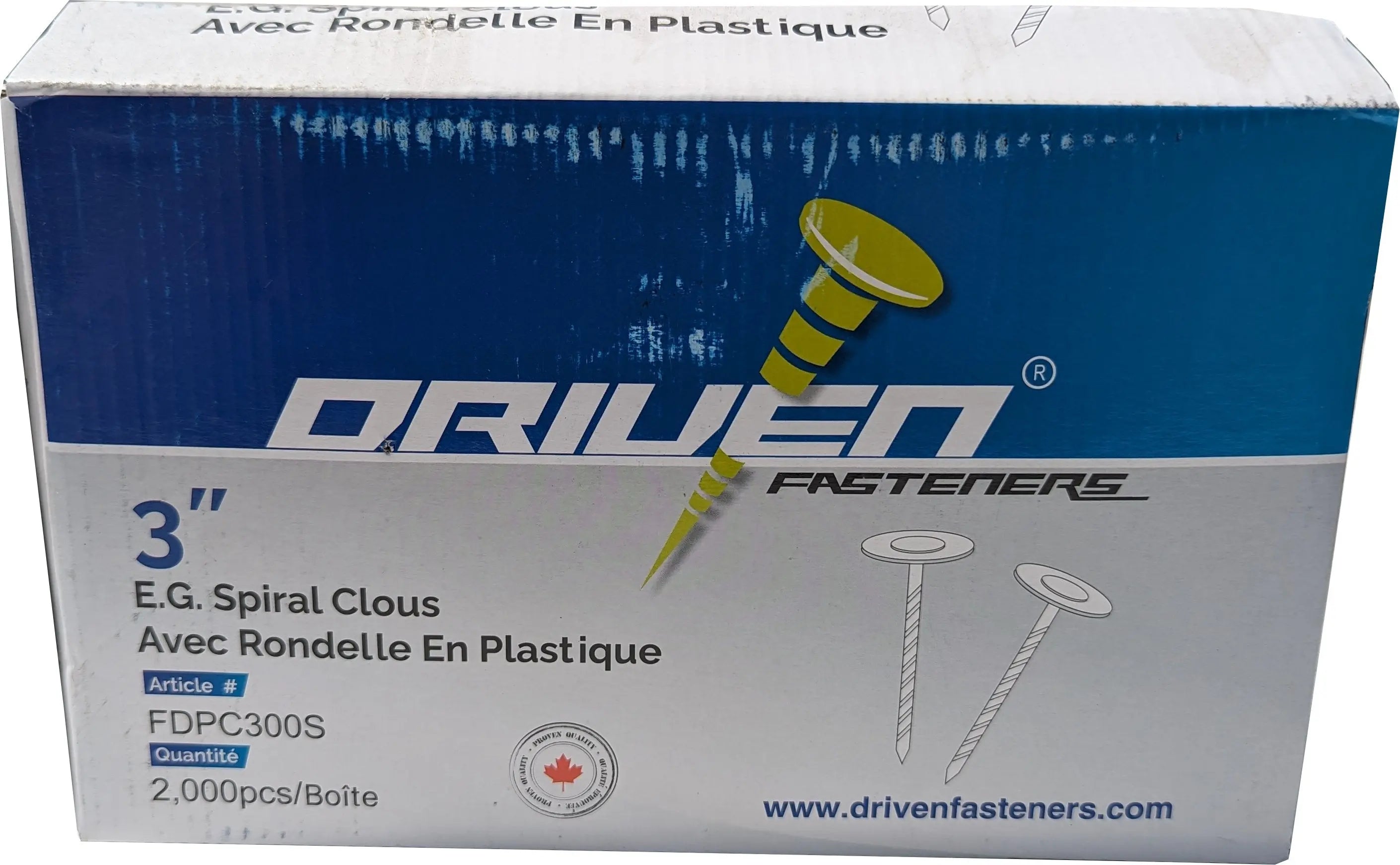 Five Dimensions - 3" Plastic cap nails Electro Galv.Ring shank 2000 Box FIVE DIMENSIONS