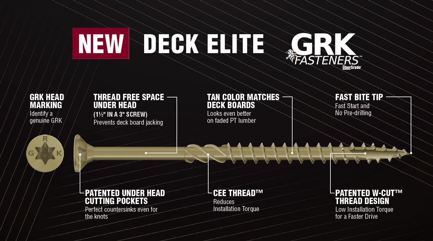 GRK Deck Elite #10 X 2-1/2" Screws, Pro Pack - 400bx