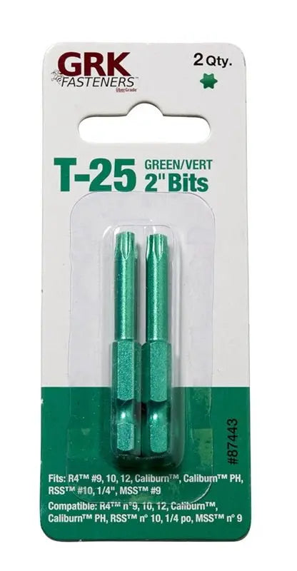 GRK  T25 TORX BIT GREEN  2" - Wise Line Tools