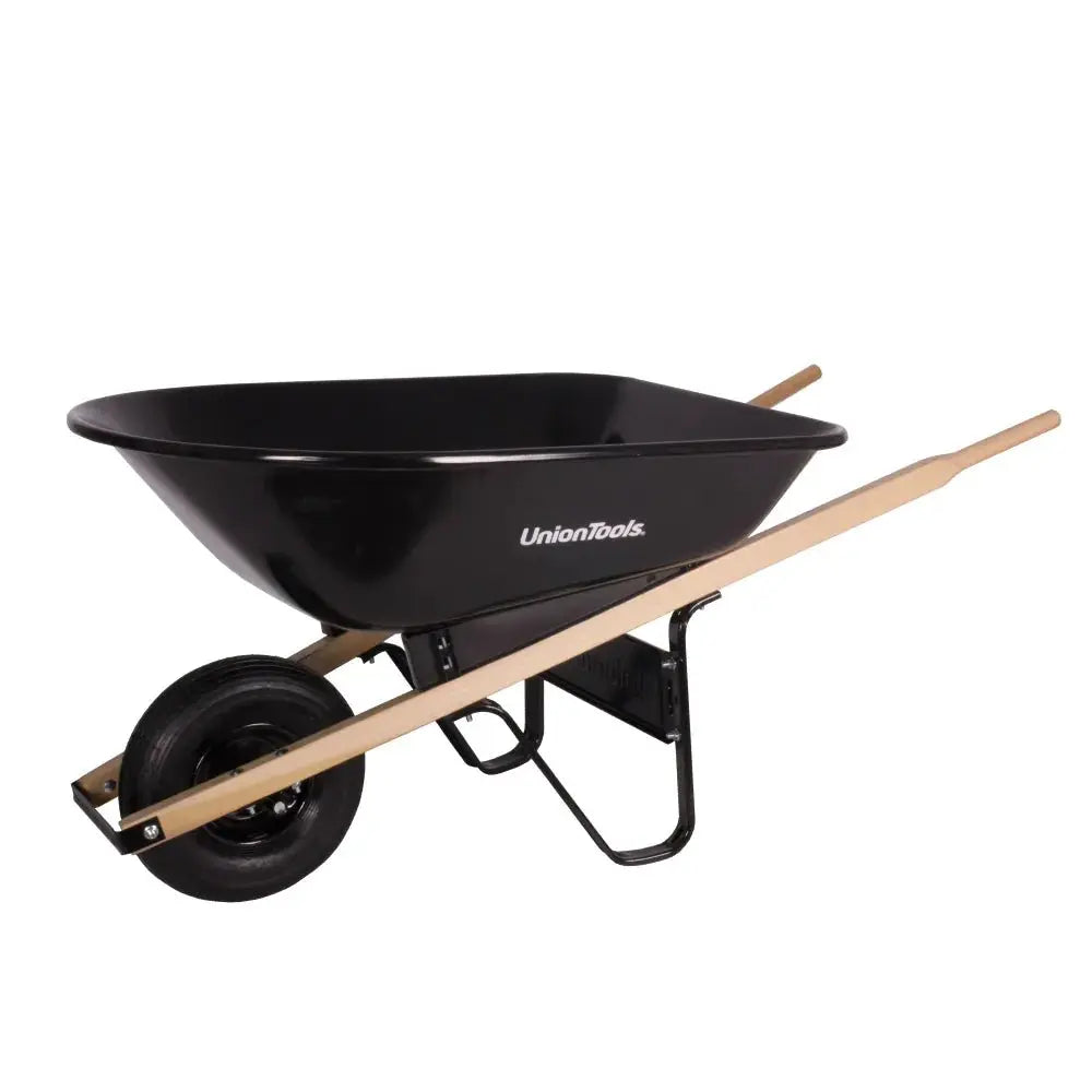 Garant H5UT14GA - 5 Cu ft Seamless Steel Tray Homeowner Grade Wheelbarrow, Pouring Lip, & Hardwood Handle - Wise Line Tools