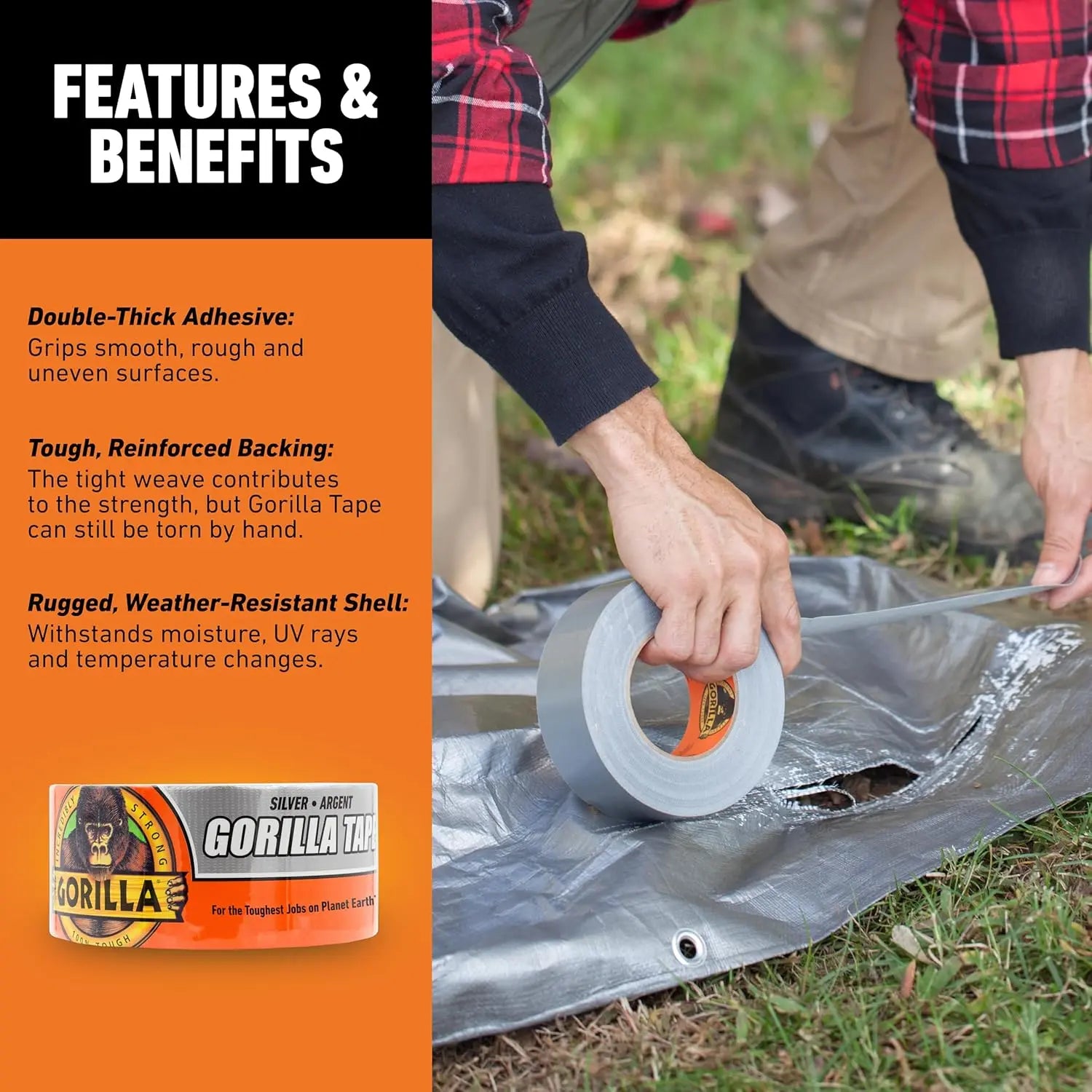 Gorilla 105634 - Silver Duct Tape Length, 30 yd. Gorilla