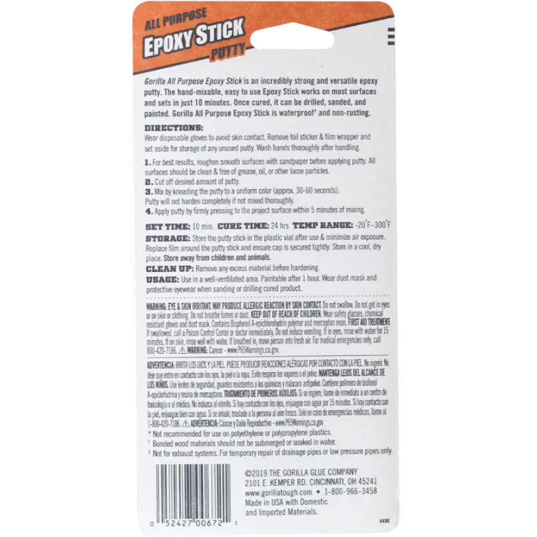 Gorilla 4261702 - All Purpose Epoxy Stick 57g Gorilla