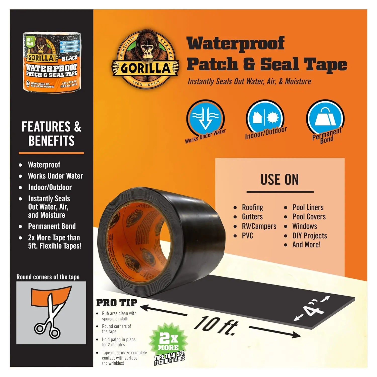 Gorilla 4670002 - Waterproof Patch & Seal Tape Gorilla