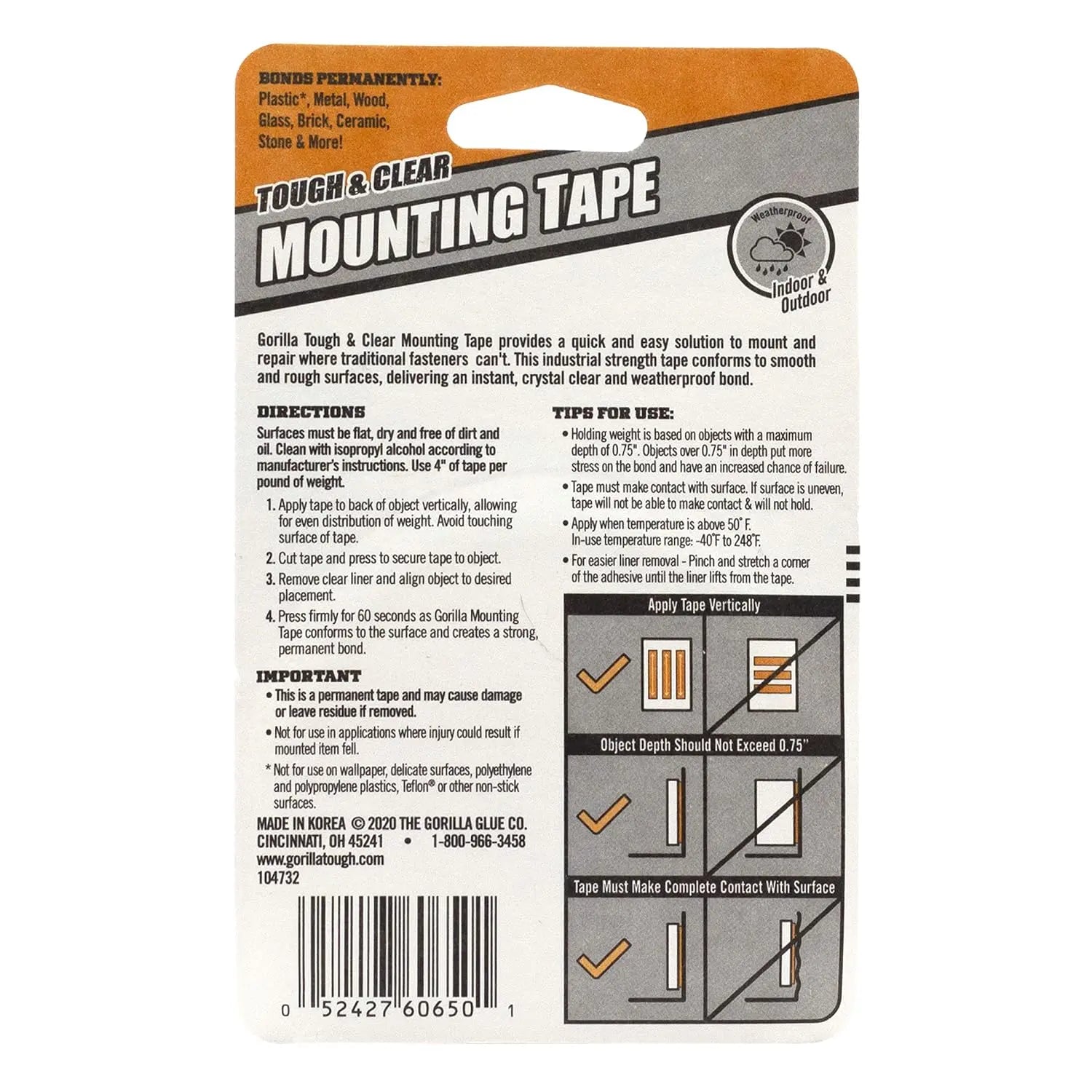 Gorilla 6065102 - Mounting Tape 15lb Gorilla