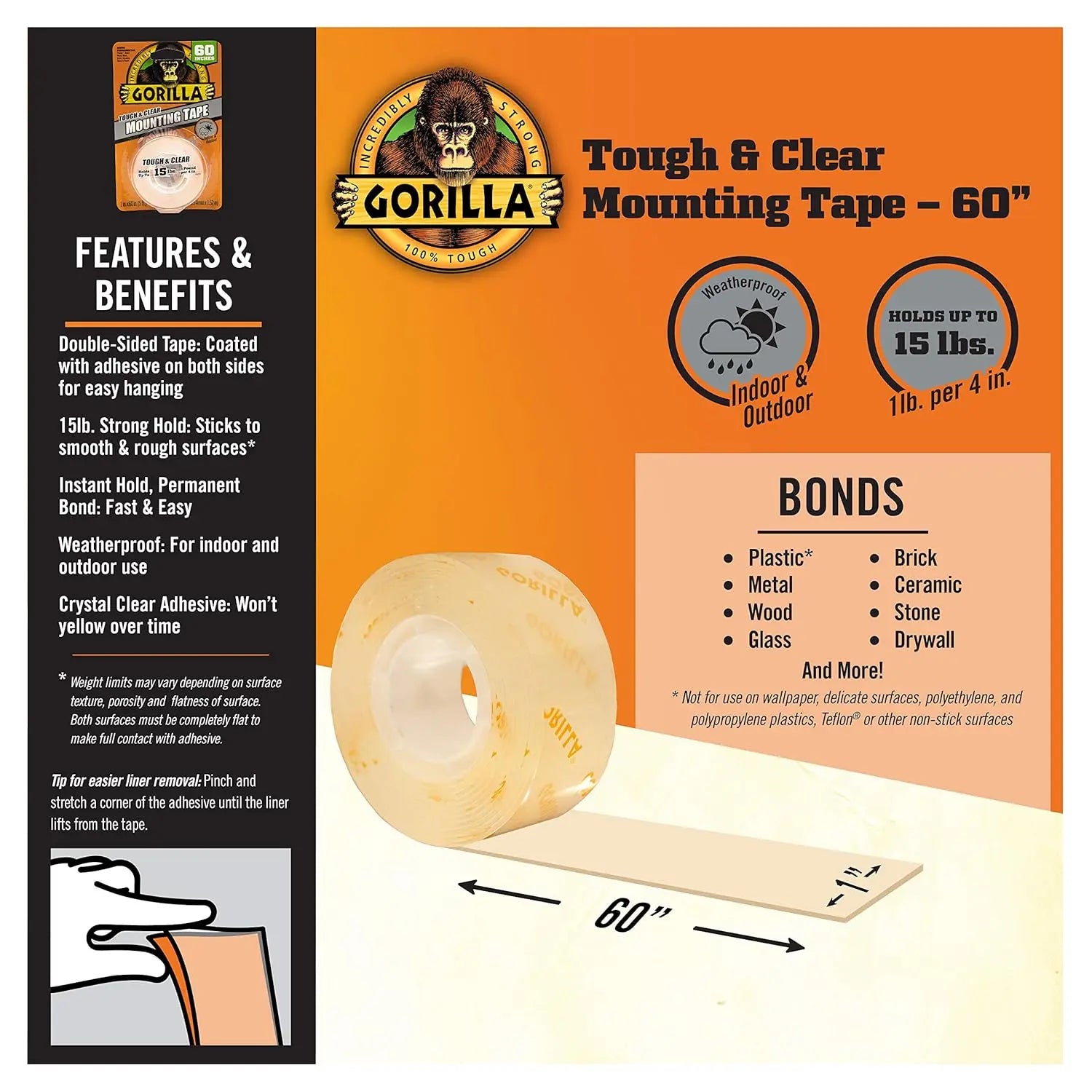 Gorilla 6065102 - Mounting Tape 15lb Gorilla