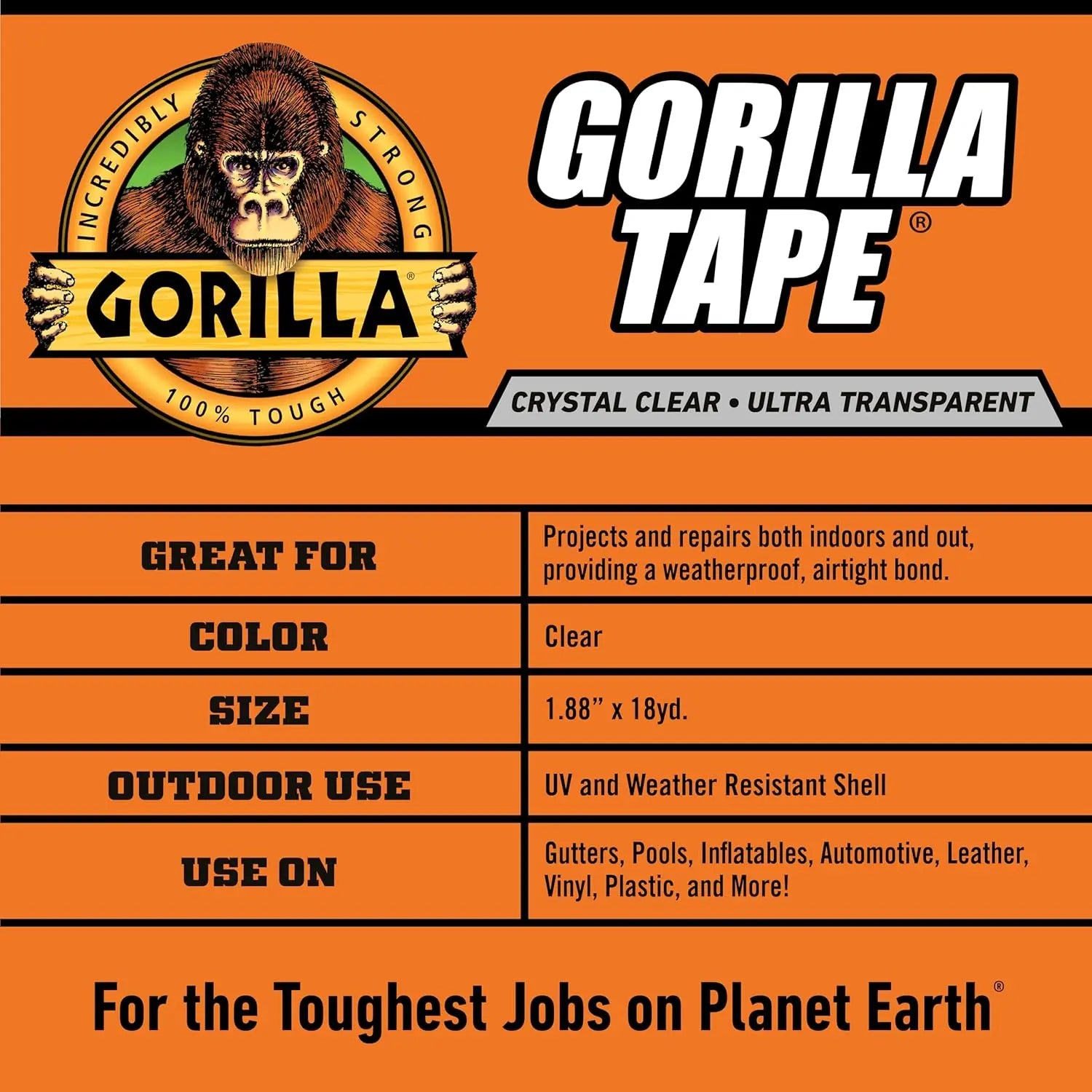 Gorilla 6127003 - Clear Repair Duct Tape Gorilla