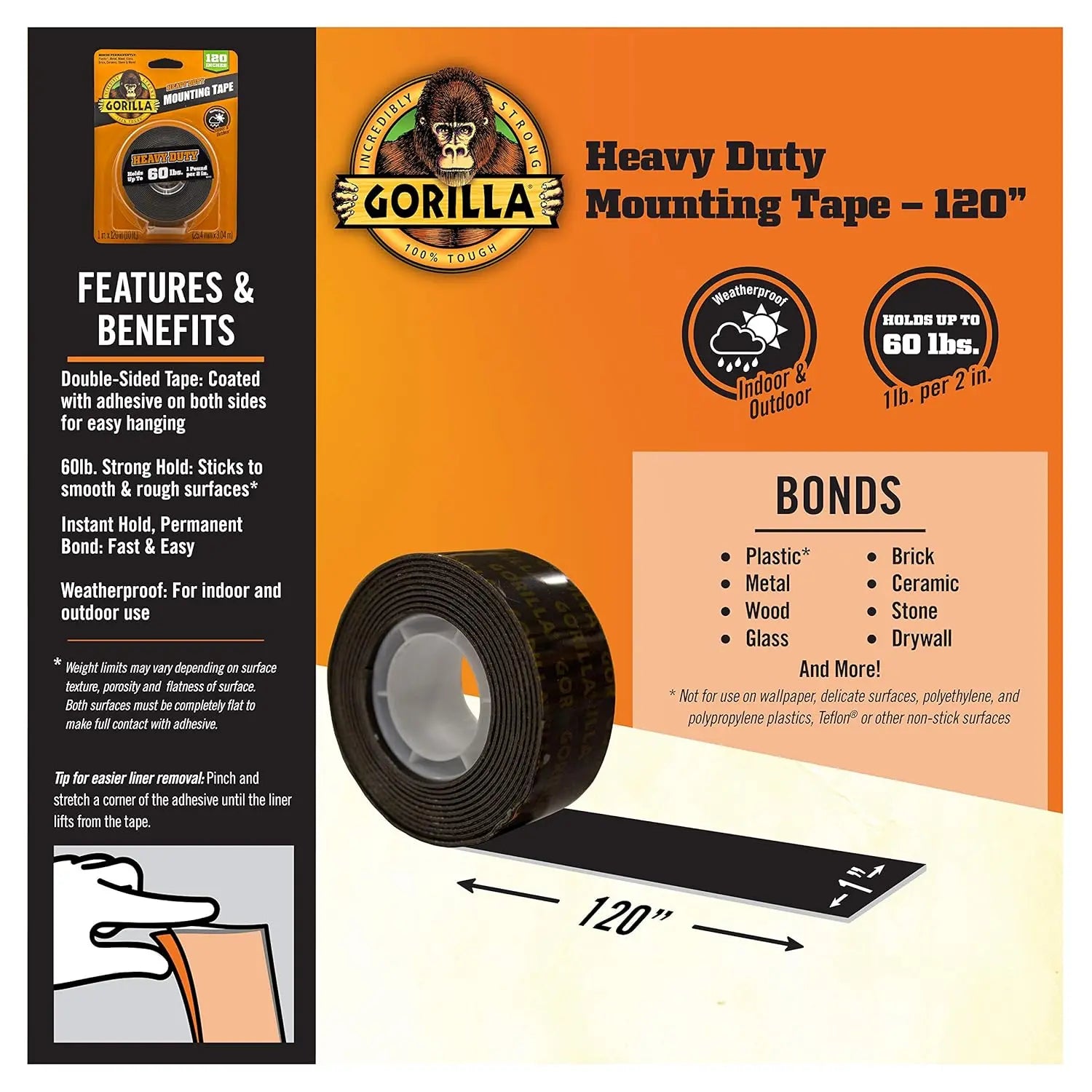 Gorilla 6155002 - Heavy Duty Mounting Tape 30lb Gorilla