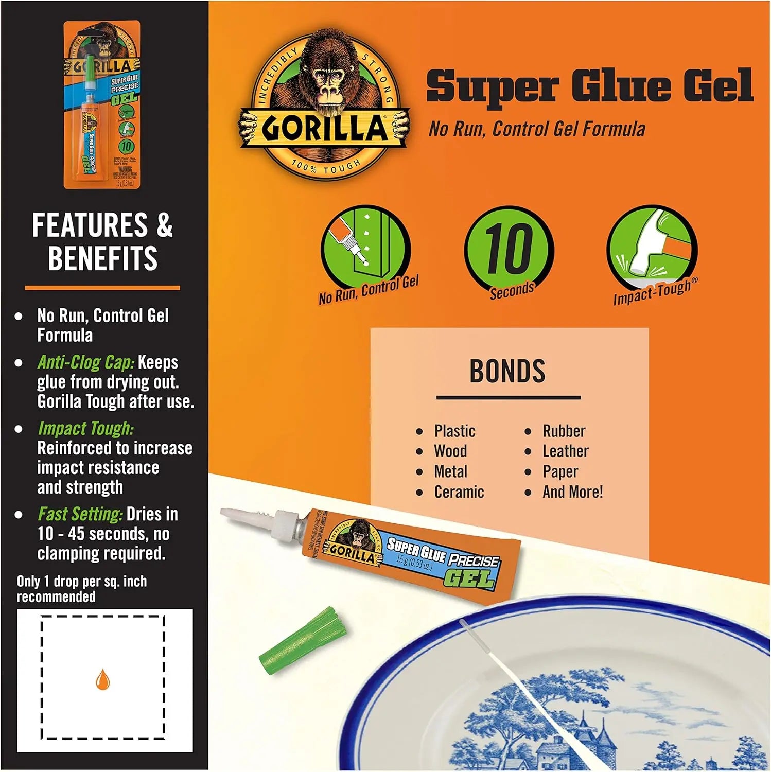 Gorilla 6901202 - Ultra Control Gel Tube Super Glue 15g Gorilla