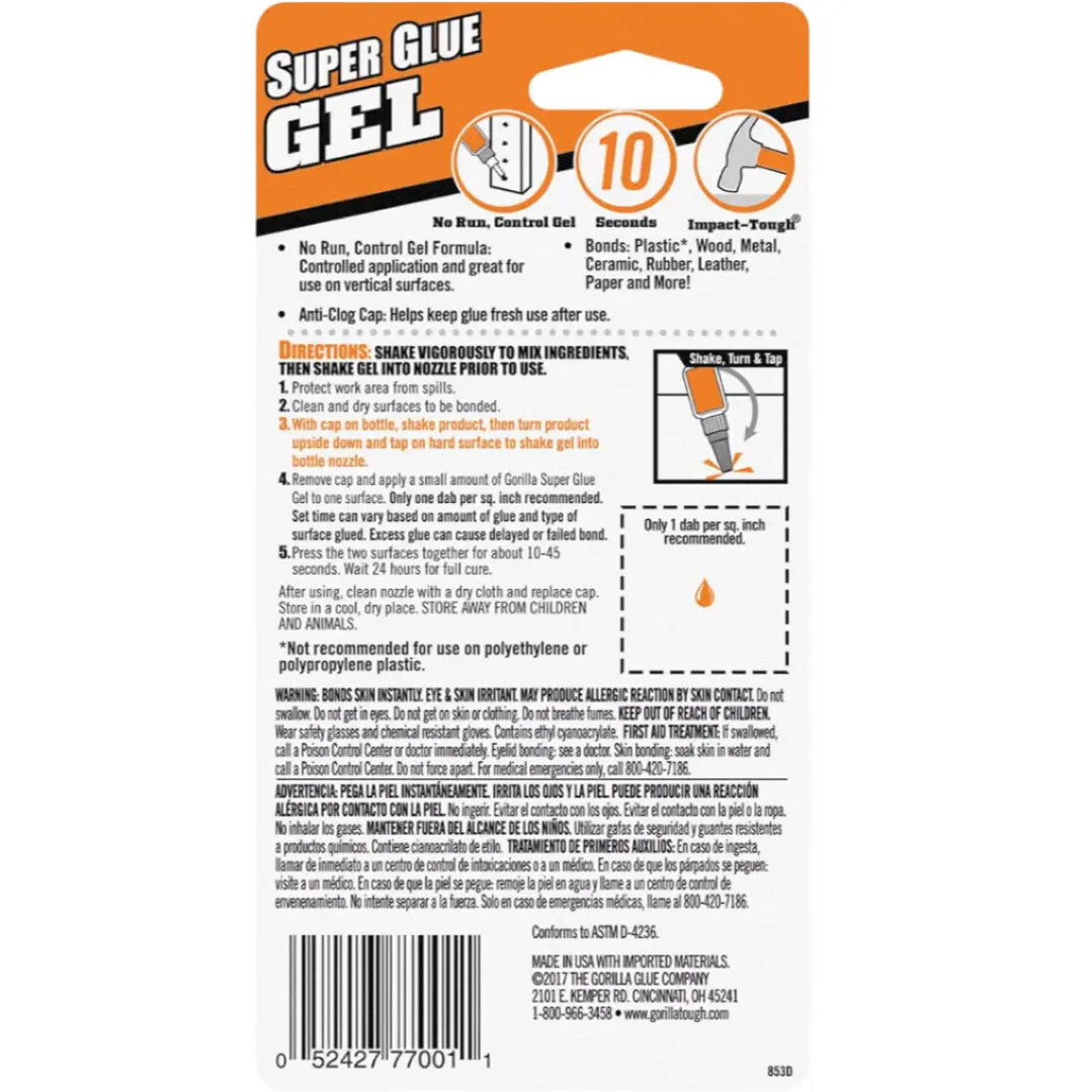 Gorilla 7710102 - Super Glue Gel 20g Gorilla