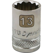 Gray GT-D009113 -  3/8" DRIVE 12POINT 13MM CHROME SOCKET - Wise Line Tools
