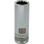 Gray GT-D009715 3/8" D 12POINT 15MM DEEP CHROME SOCKET - Wise Line Tools