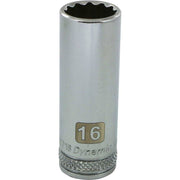 Gray GT-D009716 3/8" D 12POINT 16MM DEEP CHROME SOCKET - Wise Line Tools