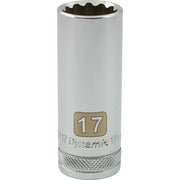 Gray GT-D009717 3/8" D 12POINT 17MM DEEP CHROME SOCKET - Wise Line Tools