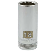 Gray GT-D009718 - 3/8" D 12 POINT 18MM DEEP CHROME SOCKET GRAY