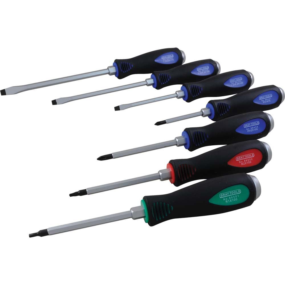 Grey Computer Screwdriver Set Gray Tools 86007 7pc Screwdriver Set - Wise Line Tools