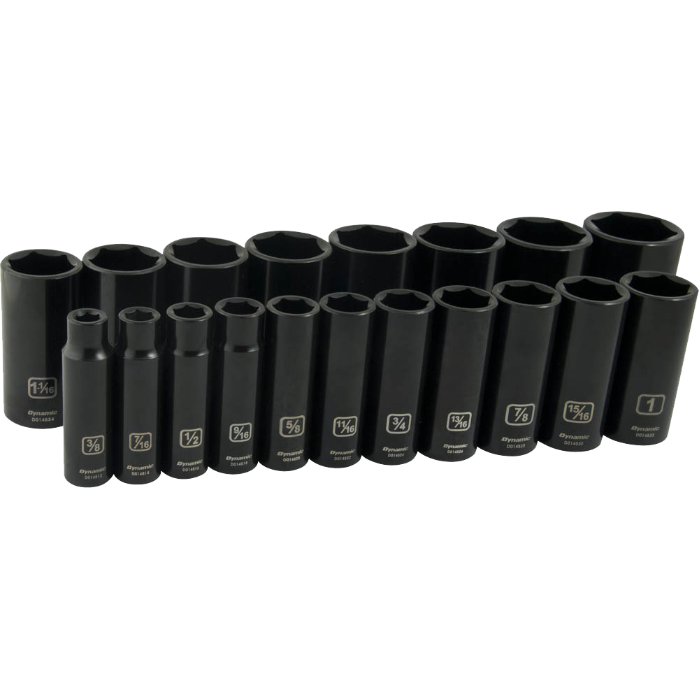 Gray tools GT-D018026  -   19pc 1/2" Drive 6 Point Imperial Deep Socket Set - Wise Line Tools