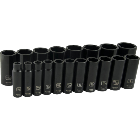 Gray tools GT-D018026  -   19pc 1/2" Drive 6 Point Imperial Deep Socket Set - Wise Line Tools