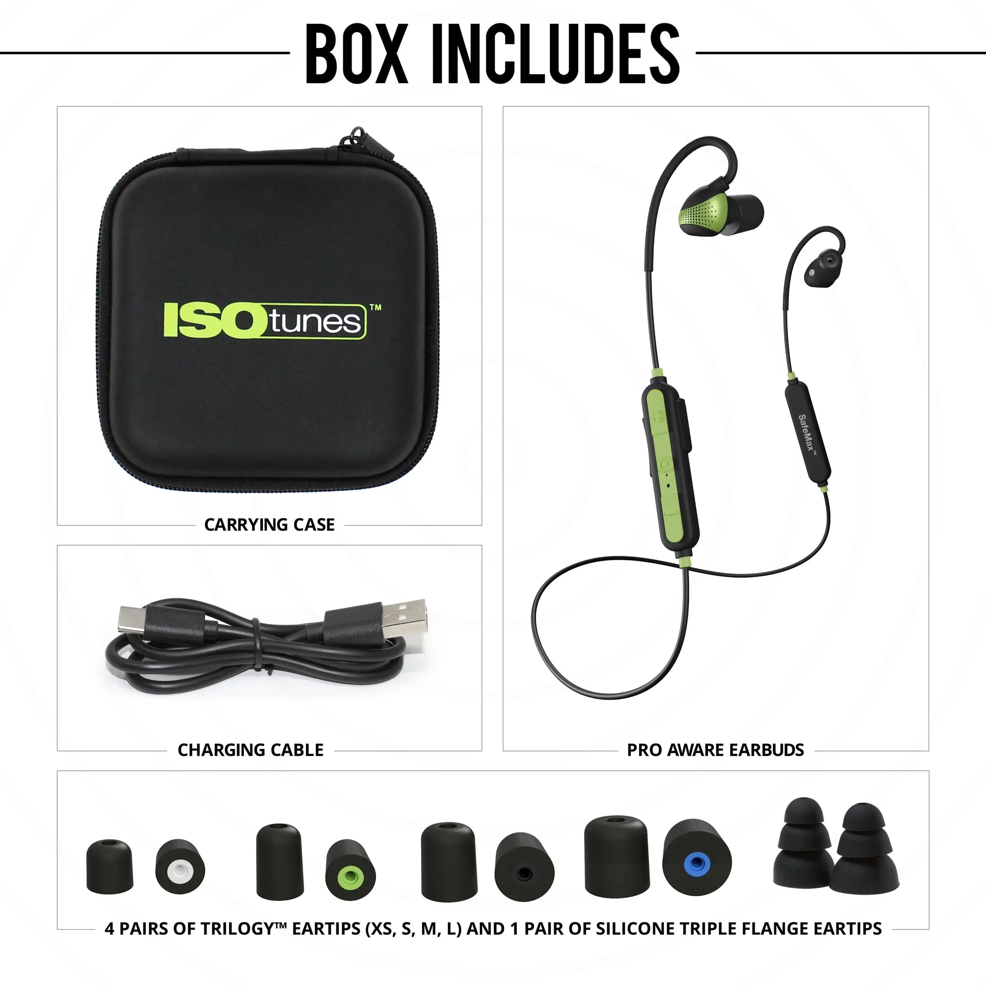 ISOtunes IT-38 - PRO Aware Wireless Bluetooth Earbuds - Bright Green, Active Noise Cance ISOtunes