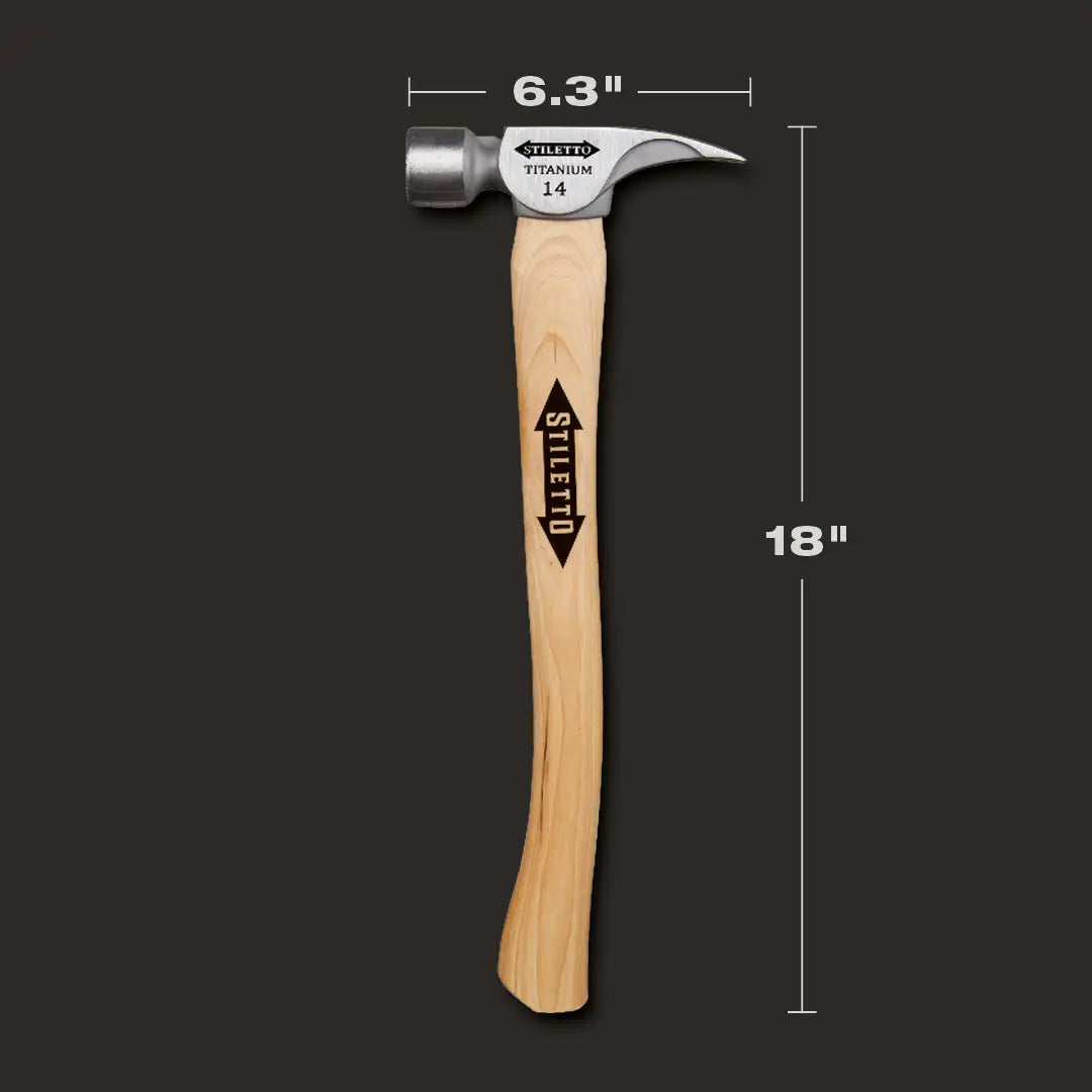 Milwaukee TI14MC - Marteau à tête fraisée en titane de 397 g avec manche courbé en hickory de 46 cm