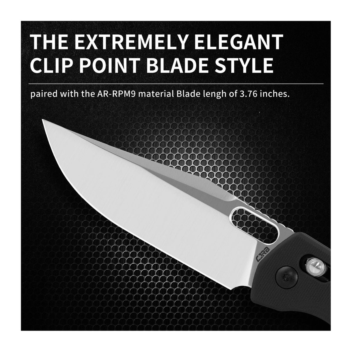 CJRB Prado J1936 - clip point blade feature panel