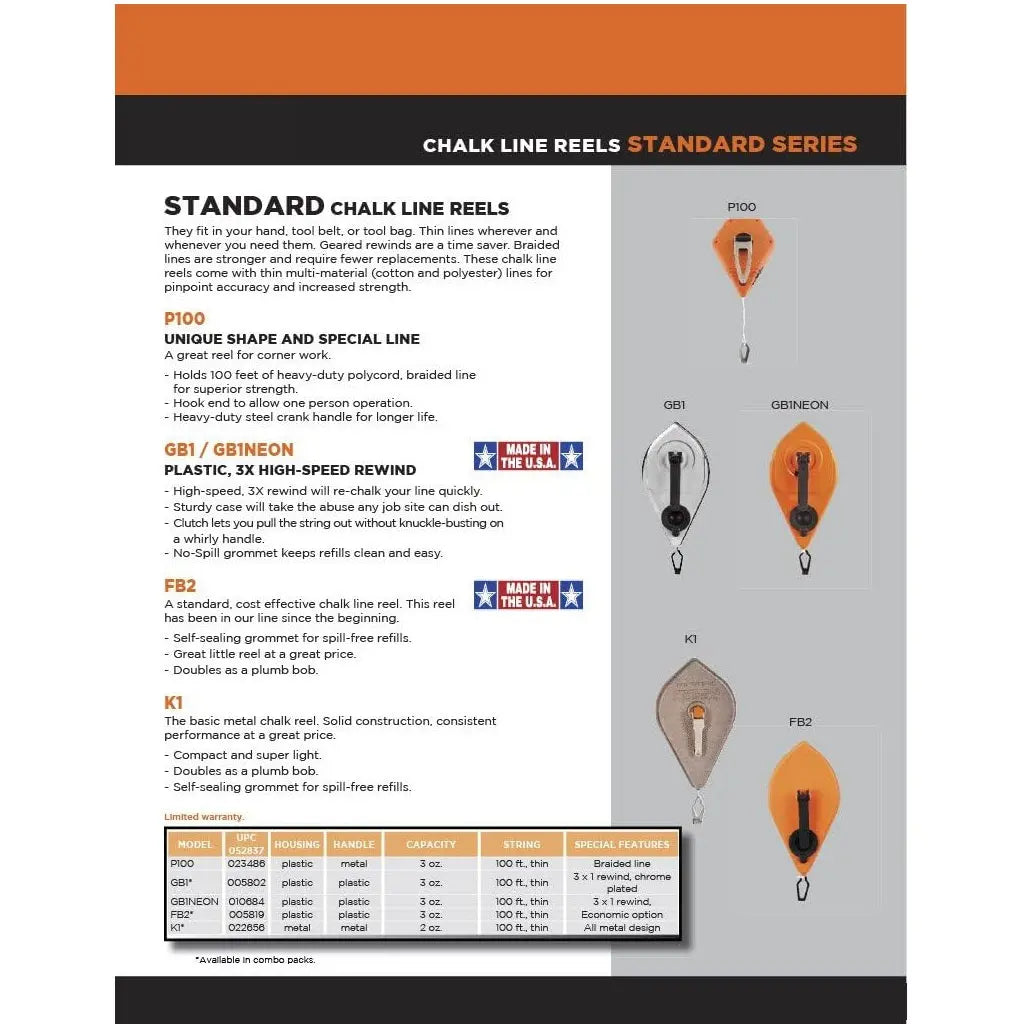 KESON K1 - LINE REEL, METAL, 100 FT, Standard Line KESON
