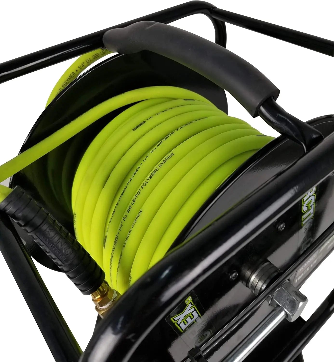 KING K-10014FRL - 1/4" X 100' MANUAL AIR HOSE REEL W/HYBRIDE POLYMER AIR HOSE KING