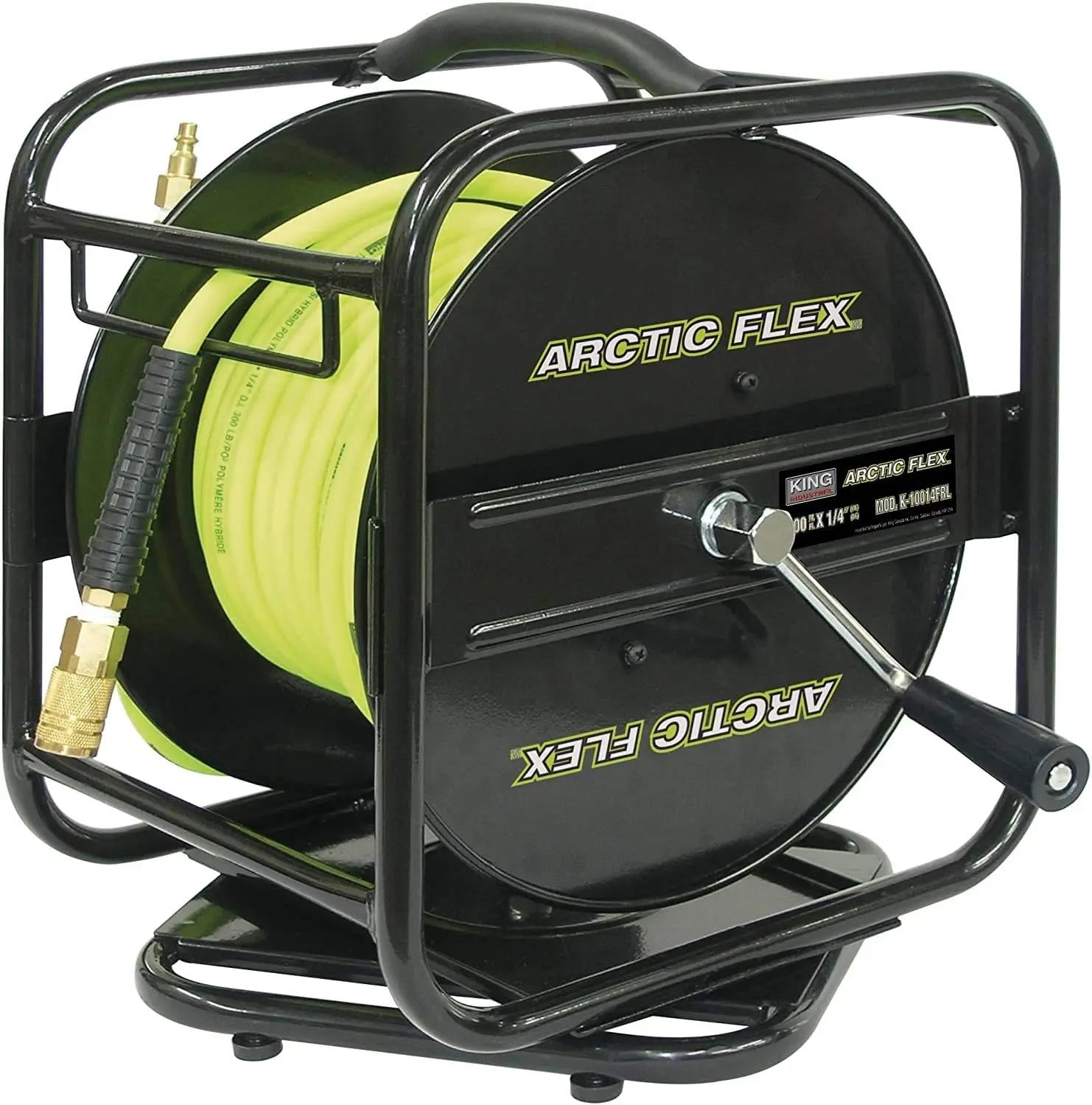 KING K-10014FRL - 1/4" X 100' MANUAL AIR HOSE REEL W/HYBRIDE POLYMER AIR HOSE KING