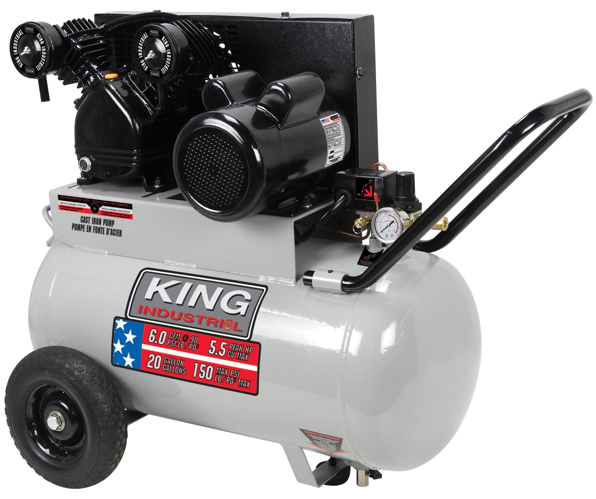 KING KC-2051H2  -   5.5 HP 20gal. Air Compressor - Wise Line Tools