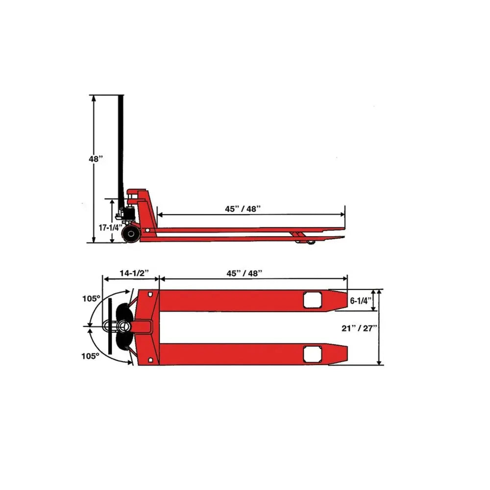 King KC-2748NP - 27" X 48" PALLET TRUCK W/POLYURETHANE WHEELS - Wise Line Tools