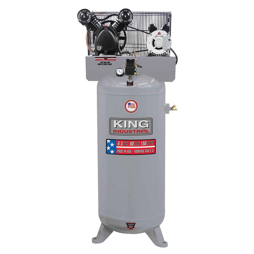 KING KC-6160V2  -  STATIONARY 6.5 PEAK HP 60 GALLON AIR COMPRESSOR - Wise Line Tools